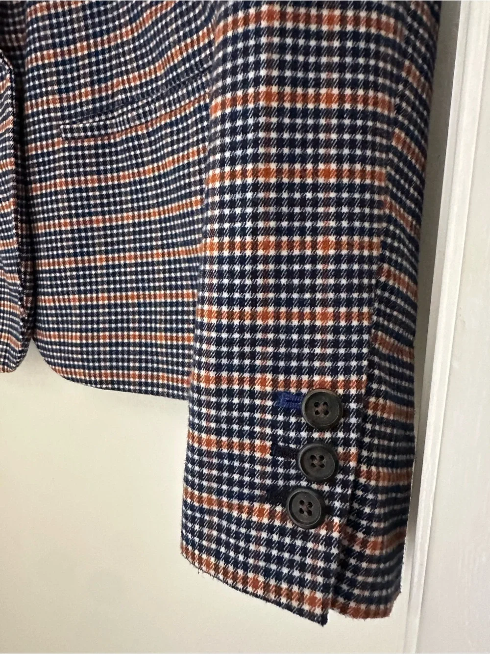 Merona Navy and Rust Plaid Blazer